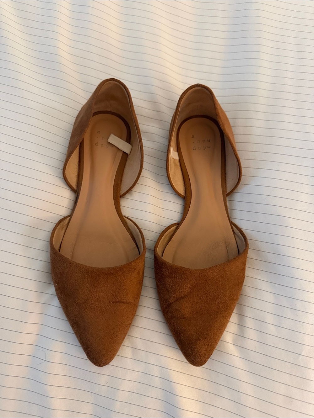 a new day Cognac Suede Pointed D'Orsay Flats